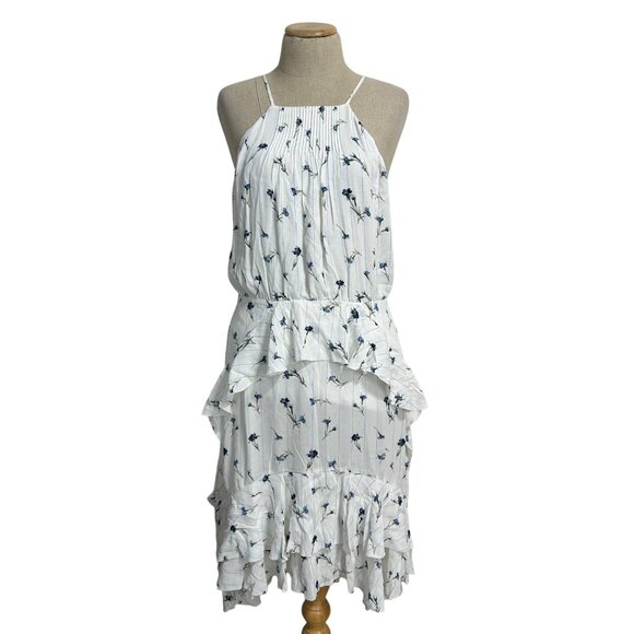 Joie Lamberta Women's Sz 10 White Floral Ruffled Dress - Picture 2 of 10